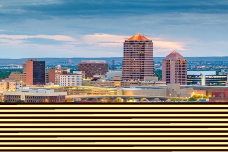Albuquerque, New Mexico downtown cityscape at twilight