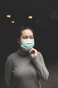 Woman wears medical mask